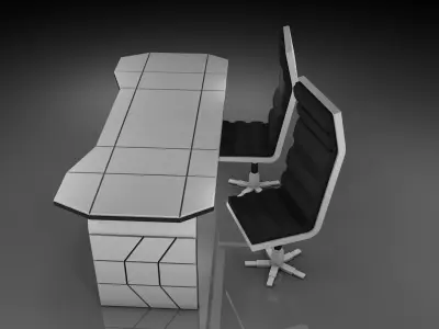 Office Chair And Table 3D model