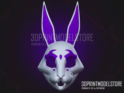 Neon White Cosplay Mask - Neon Violet - Japanese Kitsune 3D print model