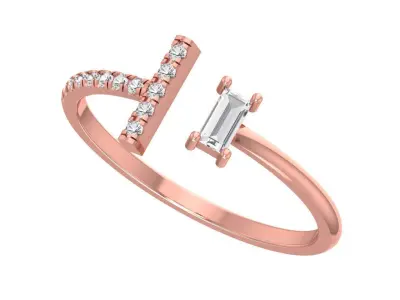Solitaire Women Baguette Stone Band Ring 3D print model