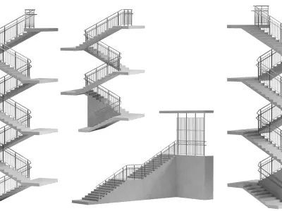 Stairs set of 3D model
