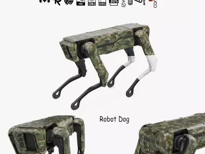 Modern Robot Dog Army Color 3D model