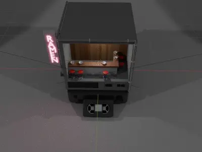 Old School Tv Ramen Shop Low-poly 3D model