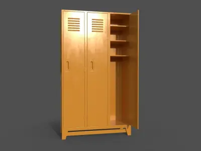 PBR School Gym Locker 08 - Yellow Low-poly 3D model