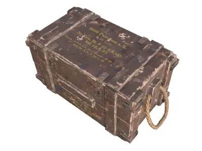 Old military box ammo create Low-poly 3D model