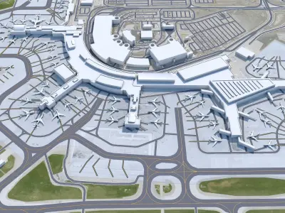 Calgary International Airport 12km Low-poly 3D model