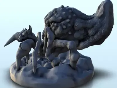 Spider alien warrior with  skull head 4 - Future Sci-Fi SF Post  3D print model