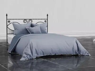 Bed Iron comforter  pillows 3D model