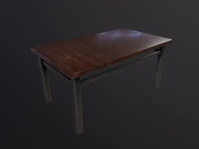 Basic Wooden Desk Table 3D Model Low-poly 3D model