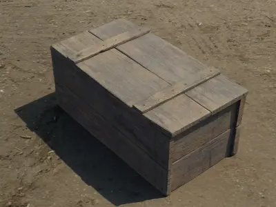 Medieval chest-shaped wooden box Low-poly 3D model