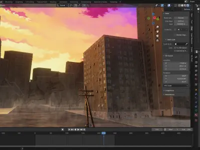 destroyed city 3D model