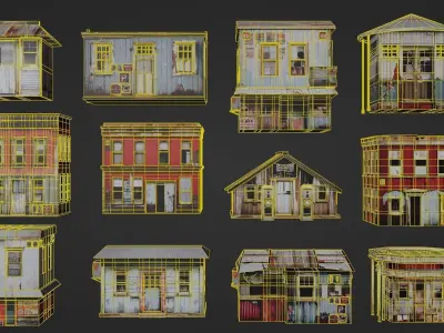 Old Building collection V2 Low-poly 3D model