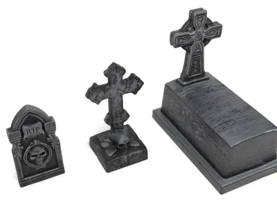 Gravestones halloween Low-poly 3D model