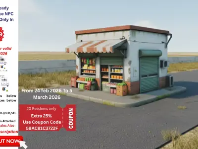 Street Grocery Shop Realistic PBR Exterior Corner Store 3D Free 3D model