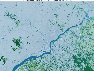 Philadelphia with Terrain 3D model