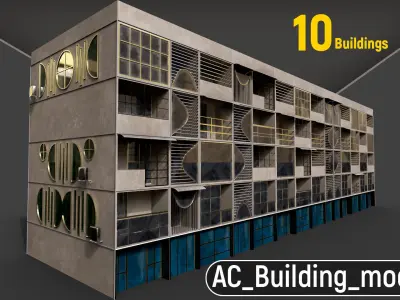 AC Building modular UE Low-poly 3D model