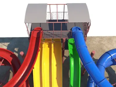 Water Slide Low-poly 3D model