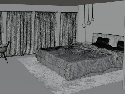3D Minimalist House with half interior 3D model