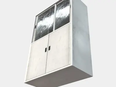 Cabinet with Glass Doors Low-poly 3D model