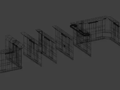 Sci-fi Modular interior wall pack Low-poly 3D model