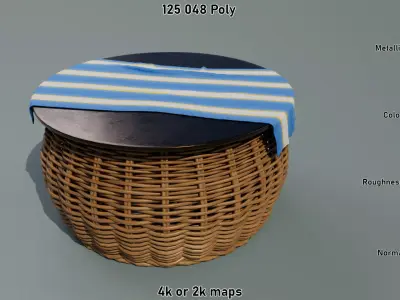 Wicker Low Table Low-poly 3D model