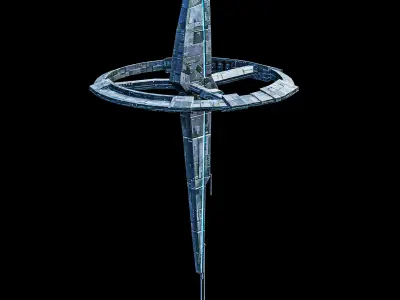 Dagger Spaceship Station sci fi Low-poly 3D model