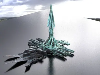 Alien City Tree Tower Ground platorms 3D model