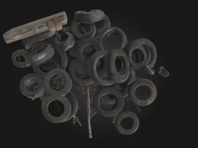 Tire Pile  Gritty Detail for Industrial and Urban Scenes 3D model