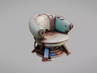 Sci Fi Abandoned Chair Low-poly 3D model