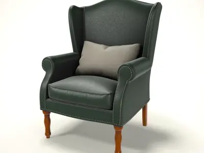 wingback chair fhouse 015 Low-poly 3D model