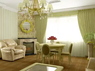 Model living in olive color 3D model