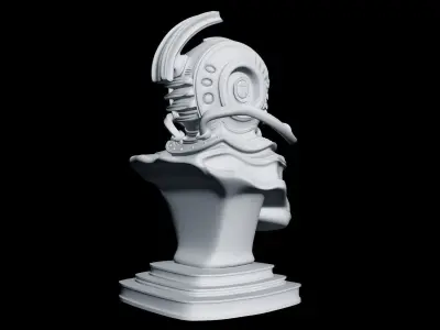 Helmet Bust  Steampunk 3D model Low-poly 3D model