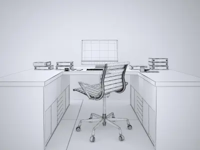 Office Desk - Interior Office Furniture 09 3D model