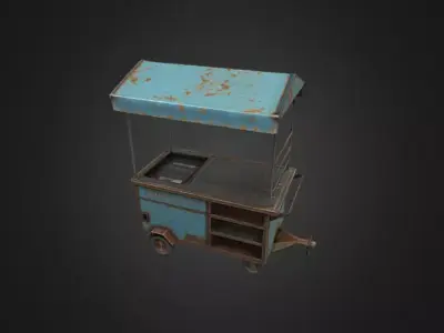 Urban Street Vendor Props Pack  PBR Game Ready Low Poly 3D Model Low-poly 3D model