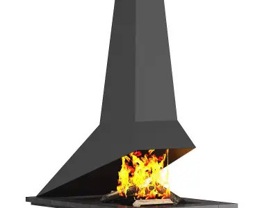 Modern Floor Fireplace 3D model