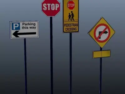 Street Sign Low-poly 3D model