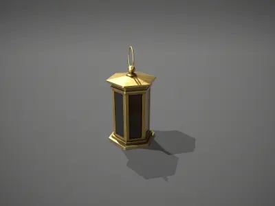 Gold Antique Lantern Low-poly 3D model