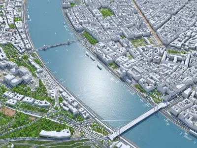 Budapest Downtown in Hungary Low-poly 3D model