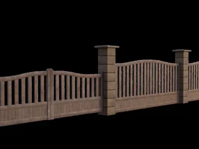 PBR Modular Fence Low Poly Fence 3D model Free low-poly 3D model