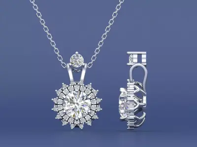 1 Carat Diamond Pendant Necklace with 3D CAD Files Jewelry 3D print model
