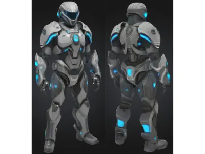 Futuristic Combat Robot Soldier Sci Fi Low-poly 3D model