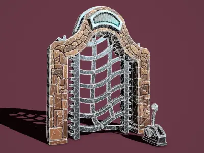 Fantasy gate Low-poly 3D model