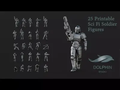  25 Sci Fi Soldier figures 3D print model