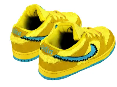 Grateful Dead x Nike Air Jordan 1 SB Dunk Low Pro Opti Yellow Low-poly 3D model