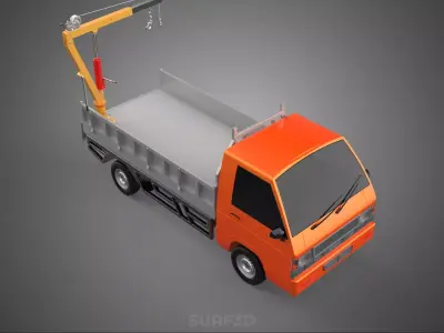 REAR GATE TAILGATE FOLDING CRANE HAND CRANK WINCH TRUCK PICKUP 3D model