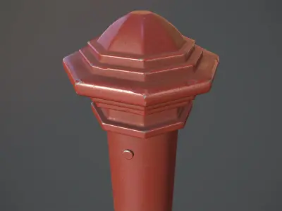 Barrier Bollard pack 3 Red v1 Low-poly 3D model