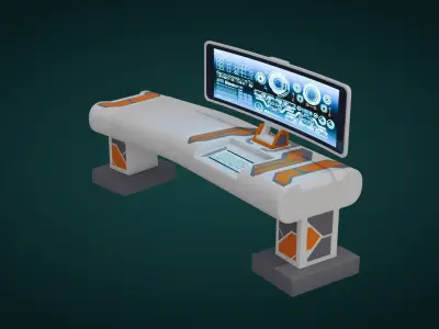 Sci-Fi Computer - Game Ready - PBR Low-poly 3D model