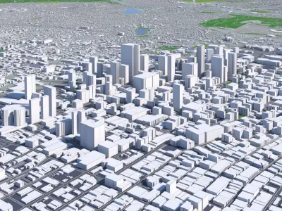 Los Angeles Downtown Center  City Town USA California Low-poly 3D model