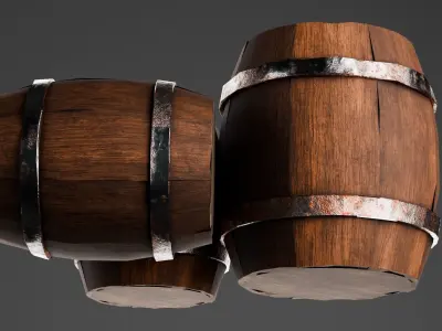 Wooden bucket Game Assets item3 3D model