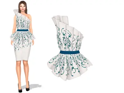 One Shoulder Accordion Top Low-poly 3D model