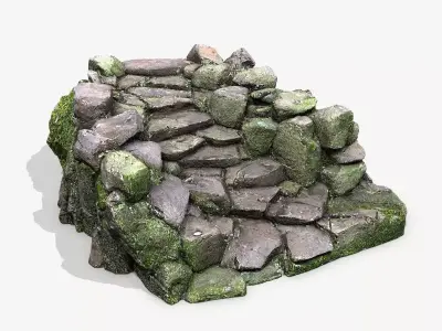 Mossy Rock Stairs Low-poly 3D model purchase